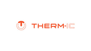 Therm-ic: Modern logo with power symbol, signaling innovative heated apparel and thermal comfort.