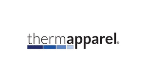 ThermApparel logo with blue gradient bars, signifying cooling apparel for comfort and performance.