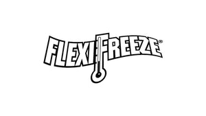 Bold "FlexiFreeze" logo with a thermometer graphic, signifying flexible and effective cooling products.