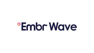 Embr Wave logo with dark blue text and a vibrant pink dot, introducing innovative temperature-regulating bracelets.