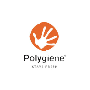 Polygiene Stays Fresh logo featuring an orange circle with a white handprint