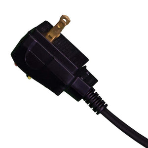 Black electrical power plug with a ground pin