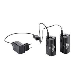 Therm-ic battery pack charger with two battery units and power adapter