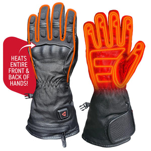 Gerbing heated gloves showing internal heating elements on front and back of hands