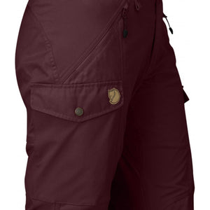 Fjallraven dark red trekking trousers with side cargo pocket and branded leather logo patch
