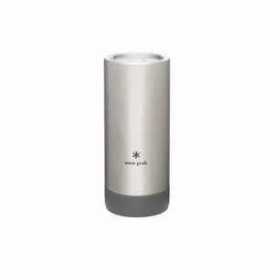 Snow Peak stainless steel can cooler with grey silicone base