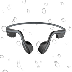 Shokz bone conduction headphones with water droplets in background