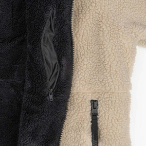 Mobile Warming black and beige sherpa fleece jacket with zippered pockets
