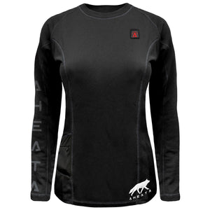 Aheata black long sleeve thermal shirt with logo and power button