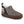 Acorn slipper with brown suede trim and owl graphic on the heel