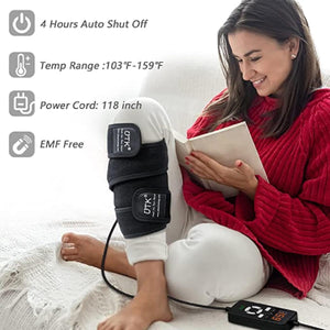 UTK Technology heating pad on a leg with 4 hour auto shut off and 103 to 159 degree temperature range