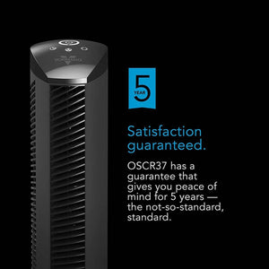 Vornado OSCR37 tower fan with 5 year satisfaction guarantee text