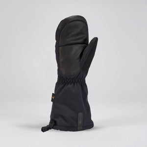 Gordini black insulated winter mitten with leather palm