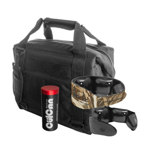 Black Culcan cooler bag with Black Ice cooling sleeve and canister