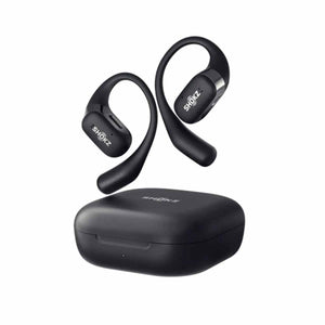 Black Shokz OpenFit wireless earbuds with charging case