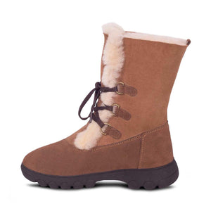 Cloud Nine Sheepskin brown suede lace up boot with cream shearling lining