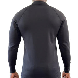 Back view of a 221B Tactical black long sleeve shirt with raglan sleeves