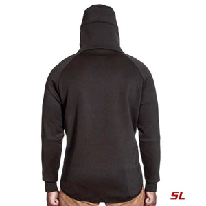 Back view of 221B Tactical black hooded sweatshirt