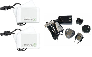 Hestra battery packs and universal wall charger with multiple international plug adapters
