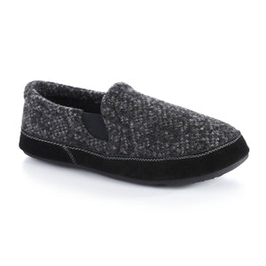 Acorn charcoal grey wool blend slip on slipper with black suede trim
