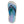 Kuru flip flop with blue and purple scale pattern footbed and navy strap