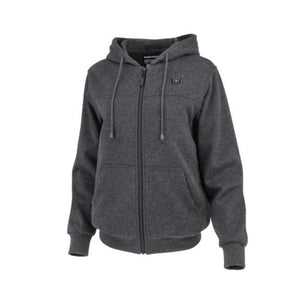 Radiant charcoal grey zip up hooded sweatshirt with front pockets and drawstring