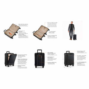 Briggs and Riley carry on luggage features and specifications diagram