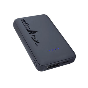 ActionHeat portable power bank with four blue LED battery level indicators