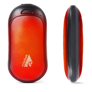 ActionHeat rechargeable hand warmer with red and black hexagonal pattern
