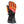 Mobile Warming heated glove with black leather and orange heat zone graphic on the back of the hand