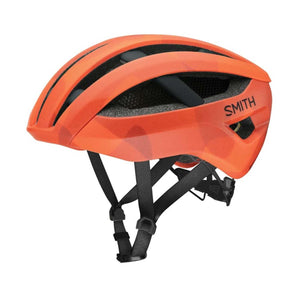 Smith Optics orange cycling helmet with black straps