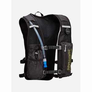 Black Nathan hydration vest with front pockets and water tube