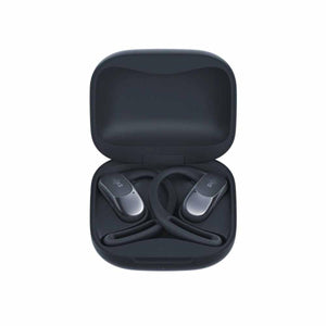 Shokz open ear wireless earbuds in a black charging case