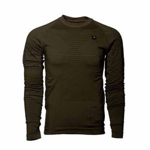Olive green long sleeve compression shirt with textured pattern
