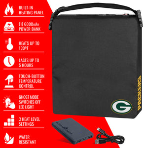 ActionHeat Green Bay Packers heated stadium seat with power bank and features list