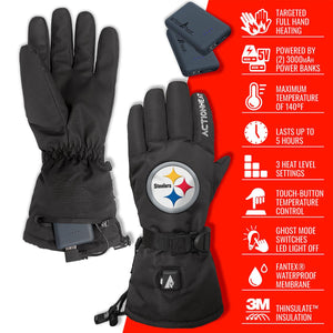 ActionHeat Pittsburgh Steelers heated gloves with power banks and feature list