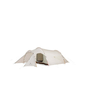 Snow Peak beige tunnel tent with open front entrance