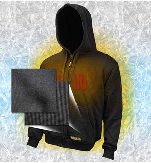 DeWalt black heated zip up hoodie with fabric texture detail