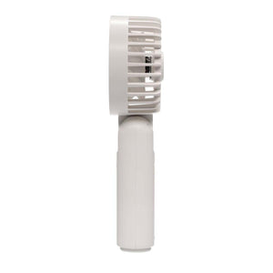 Side view of white Treva handheld portable fan