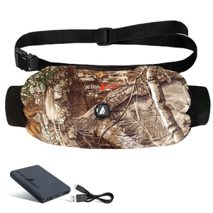 ActionHeat camouflage hand warmer muff with battery pack and charging cable