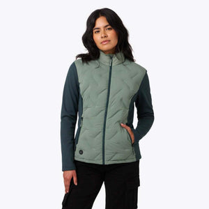 Mobile Warming women's sage green and dark teal quilted heated jacket