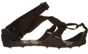 Black rubber traction cleat with adjustable straps for footwear