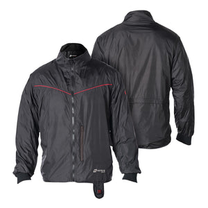 Venture Heat black heated jacket showing front and back views