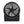 Black circular box fan with a protective grille
