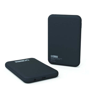 Two black Mobile Warming rechargeable lithium ion battery packs
