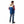 Man wearing a blue and tan Gobi Heat hooded puffer vest from the back