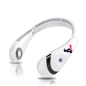 White wearable neck fan with Houston Texans logo