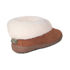 Cloud Nine Sheepskin brown suede slipper with white wool cuff