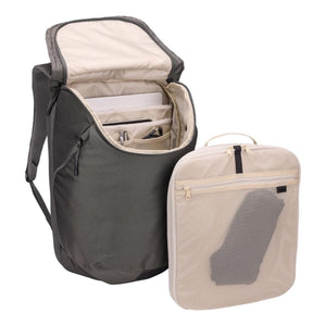 Thule backpack with open main compartment and removable mesh packing cube