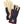 Hestra navy and beige leather ski gloves with red logo embroidery